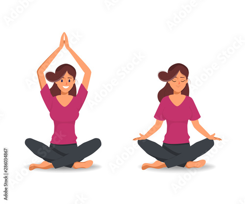 Women in yoga character pose for healthy.