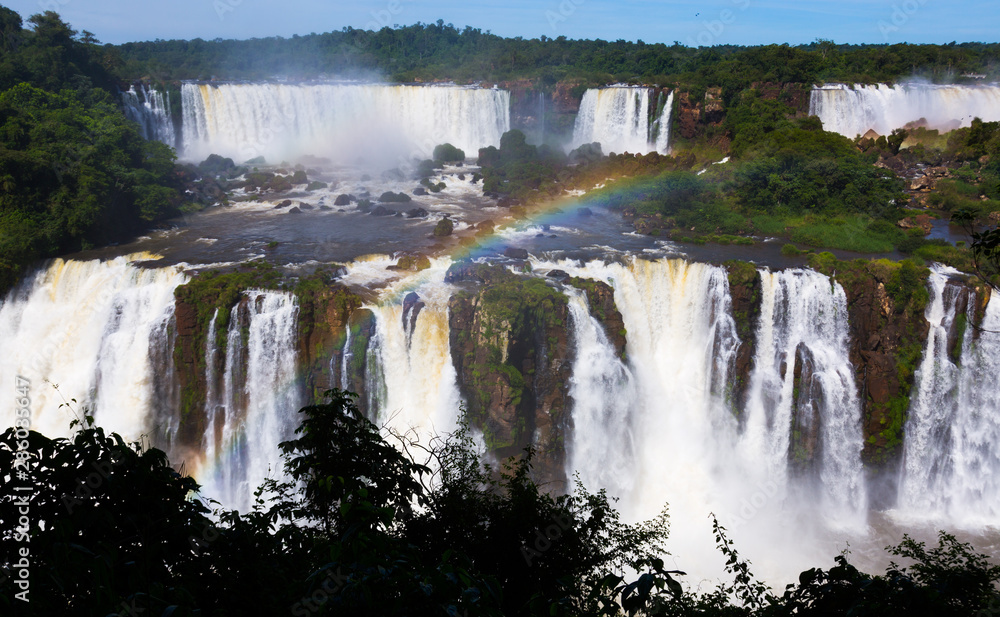 Waterfall Cataratas del Iguazu on Iguazu River, Brazil