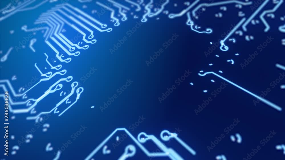 Microchip forming and lines growing and glowing Microchip forming and lines growing and glowing