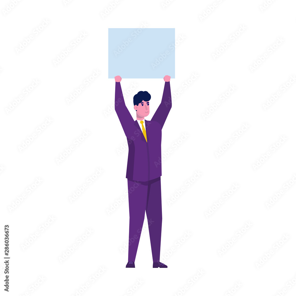 Man with blank banner. Activist People taking part in parade or protest Vector illustration in flat style. Man with blank banner. Activist People taking part in parade or protest Vector illustration in flat style.
