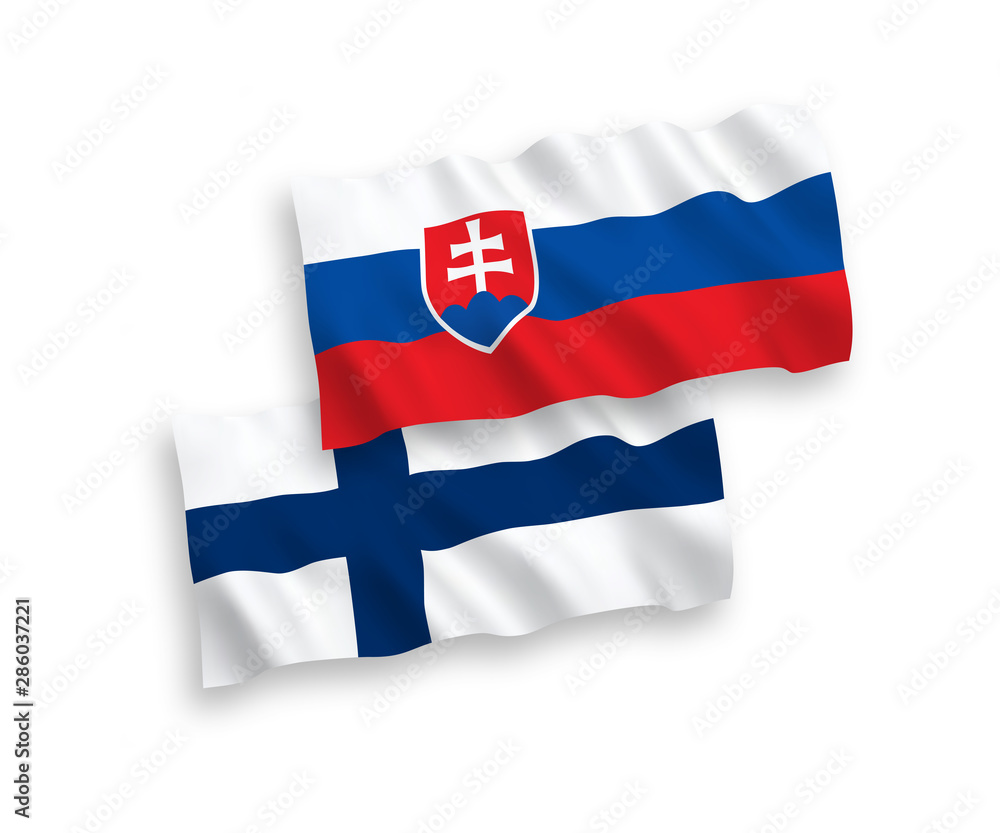 Flags of Slovakia and Finland on a white background
