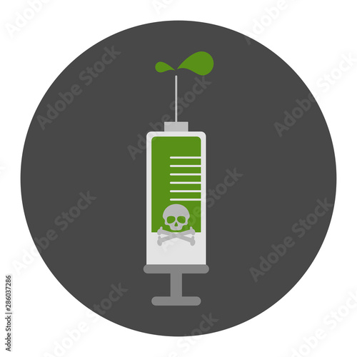 Injection with some kind of green toxic liquid inside it. 