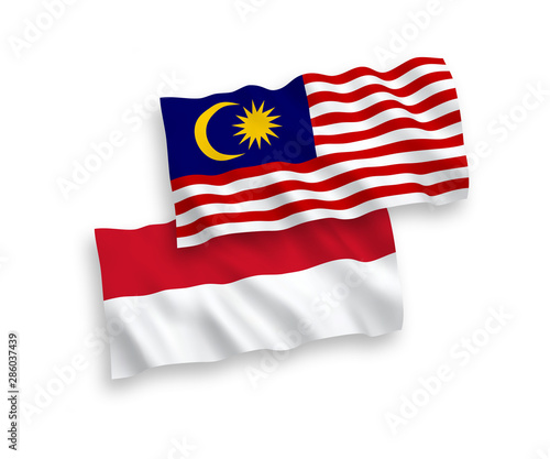 Flags of Indonesia and Malaysia on a white background