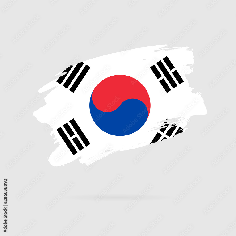Flag of South Korea. Vector illustration. Brush strokes Flag of South Korea. Vector illustration. Brush strokes