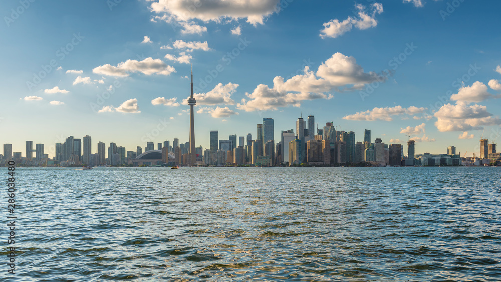 Toronto city skyline and CN Tower at sunny day, - Toronto, Ontario, Canada.