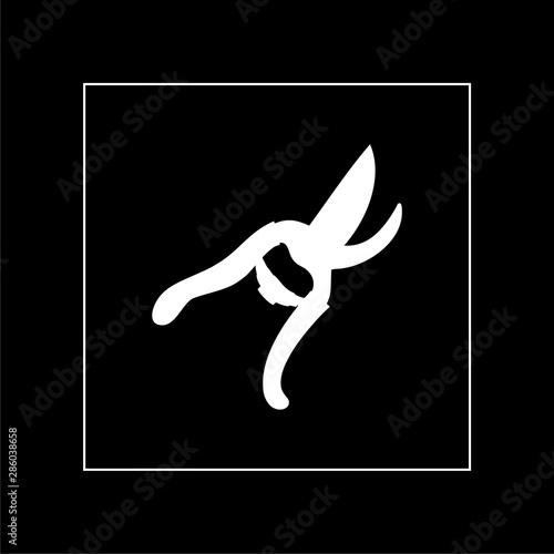 Gardening handmade scissors for trimming icon isolated on black background