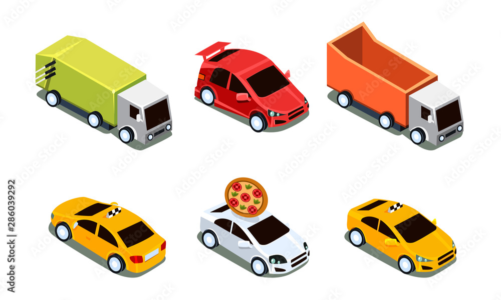 City Transport Set, Urban Public and Freight Vehicles Vector Illustration City Transport Set, Urban Public and Freight Vehicles Vector Illustration