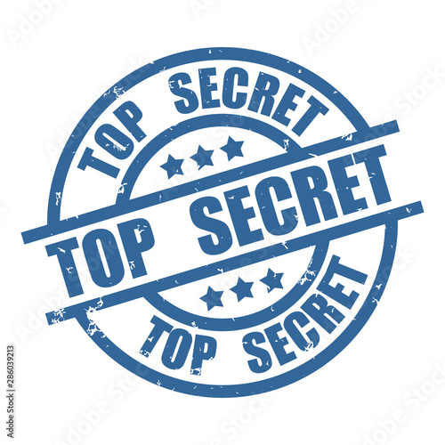 Top secret blue round grunge stamp
