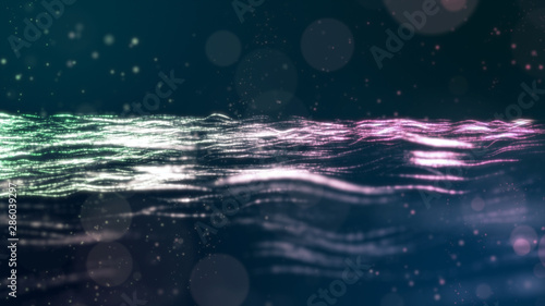 Abstract line digital particles flow. Technology background concept