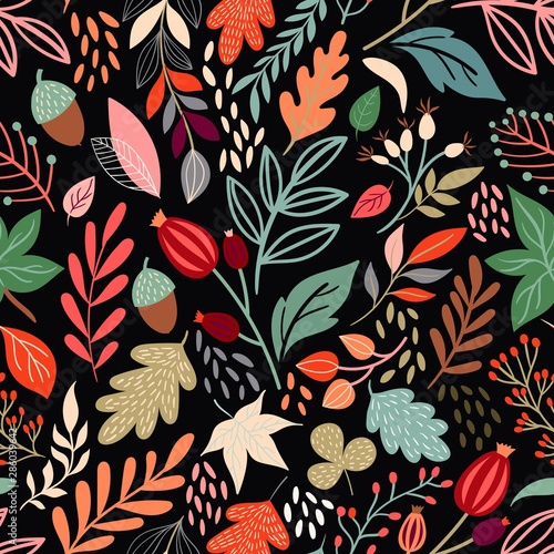 Autumn seamless pattern with seasonal design