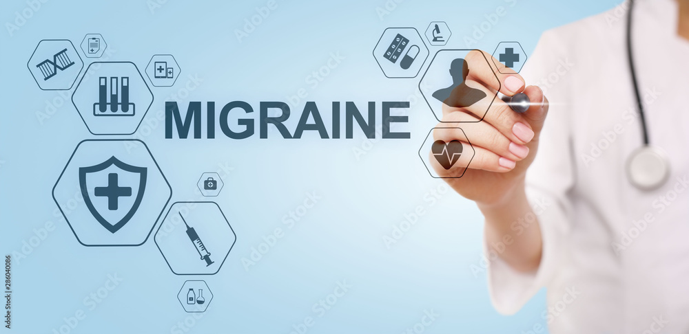 Migraine Headache head pain diseases simptome Medication Medical Healthcare concept banner. Migraine Headache head pain diseases simptome Medication Medical Healthcare concept banner.