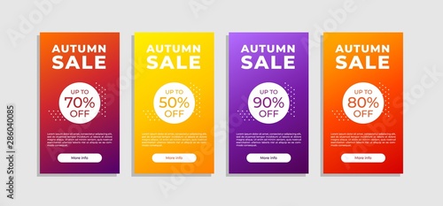 Set of Autumn sale banner. Shopping discount