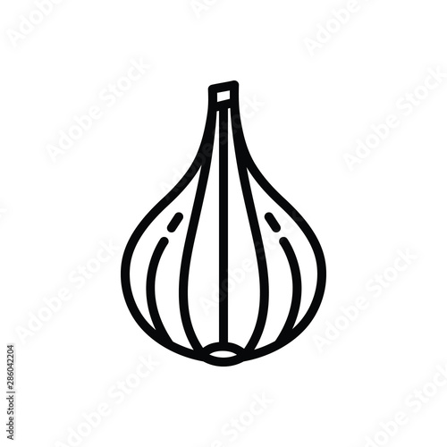 Black line icon for garlic clove 