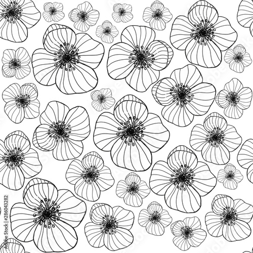 seamless pattern with hand drawn decorative flowers, design elements. Floral pattern for wedding invitations, greeting cards, scrapbooking, print, gift wrap, manufacturing 