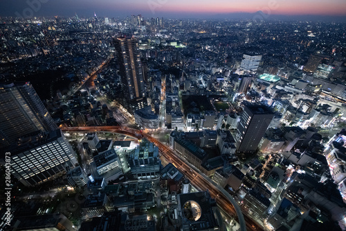 Overlook the night view of Tokyo