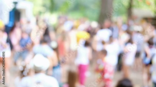 Wallpaper Mural Summer party outdoors. Blurred background with dancing people in colorful clothes in forest, park, outdoors. Unrecognizable faces. Torontodigital.ca