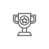 Winner trophy line icon. Award star cup linear style sign for mobile concept and web design. Champions cup outline vector icon. Symbol, logo illustration. Vector graphics