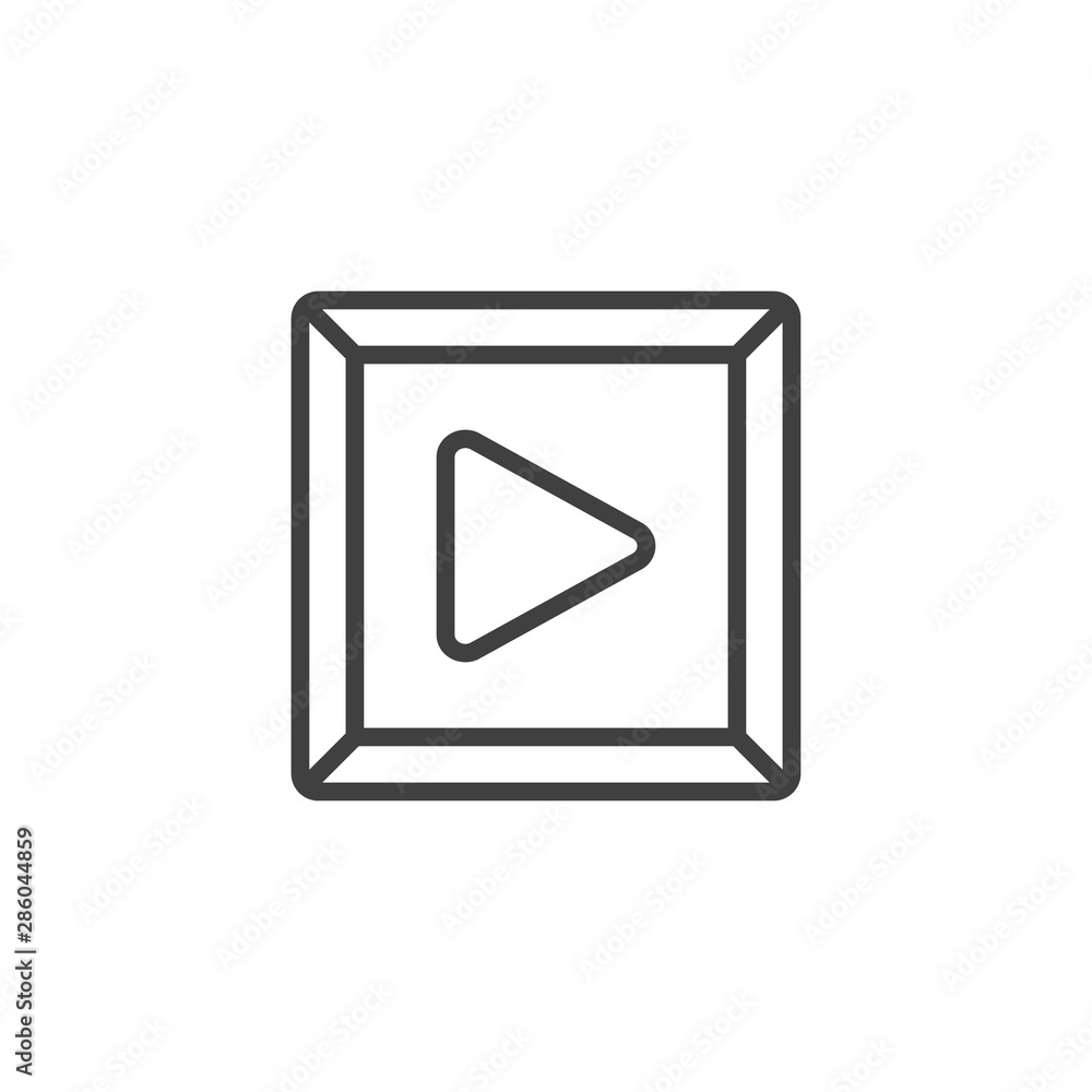 Play Button line icon. linear style sign for mobile concept and web design. Multimedia play outline vector icon. Symbol, logo illustration. Vector graphics