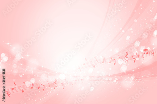 音符とピンクの曲線（抽象的）　　　