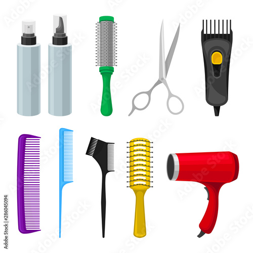 Set of tools for hair care. Vector illustration on a white background.