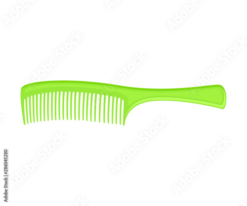 Thin green comb. Vector illustration on a white background.