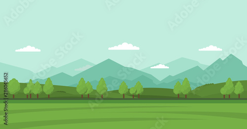 Cartoon illustration of summer landscape