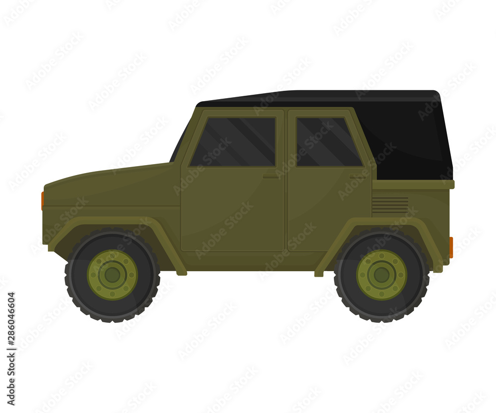 Military car. Vector illustration on a white background.