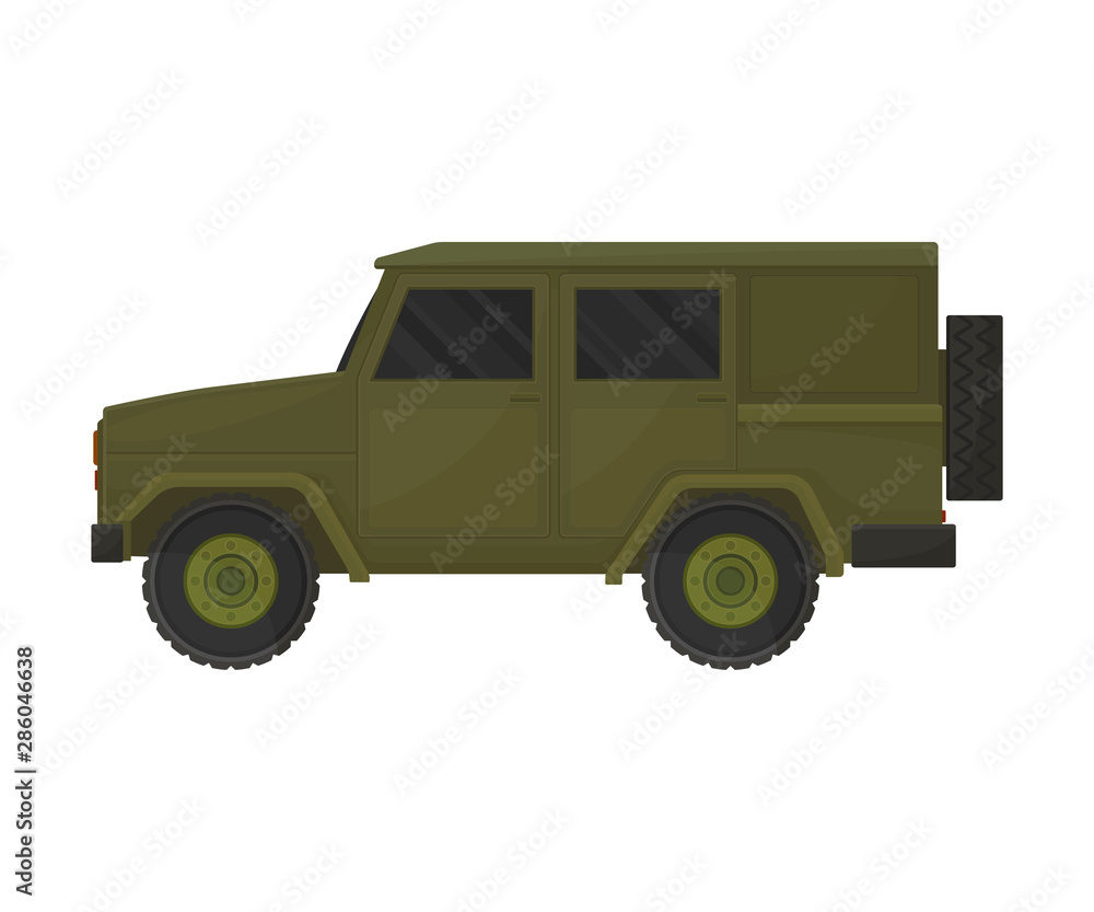 Military car for passengers. Vector illustration on a white background.