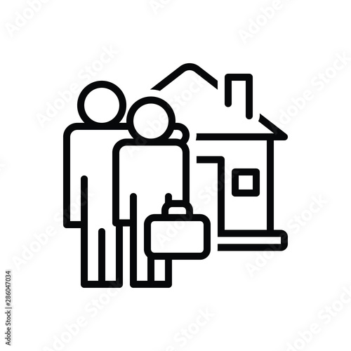 Black line icon for accompany 