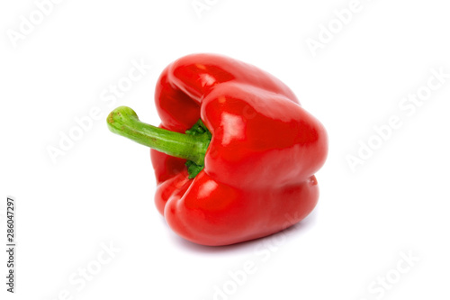 Red sweet bell pepper isolated on white background