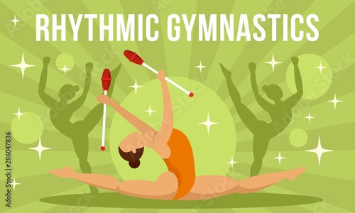 Rhythmic gymnastics girl concept banner. Flat illustration of rhythmic gymnastics girl vector concept banner for web design