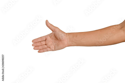 Man hand isolated on white background.]