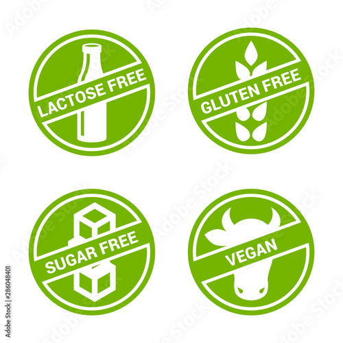 Set of organic food intolerance stamp icons