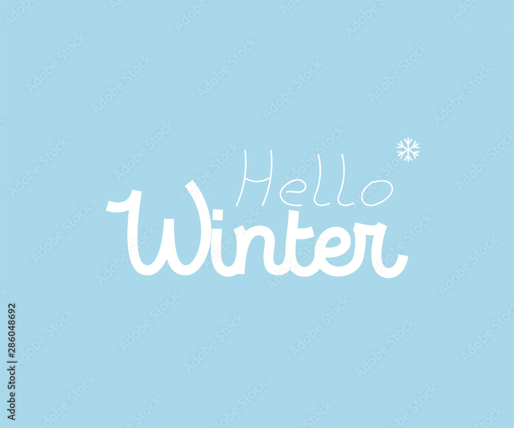 Hello Winter banner or poster. Greeting card Hello Winter