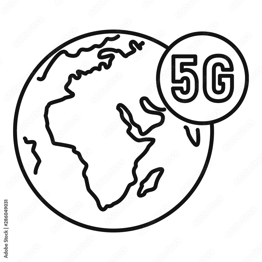 Global 5g technology icon. Outline global 5g technology vector icon for web design isolated on white background Global 5g technology icon. Outline global 5g technology vector icon for web design isolated on white background