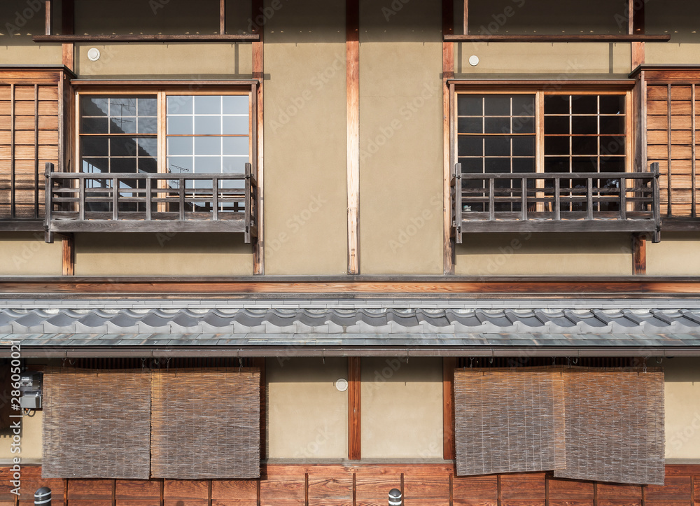 Exterior of traditional Japanese house in Kyoto, Japan