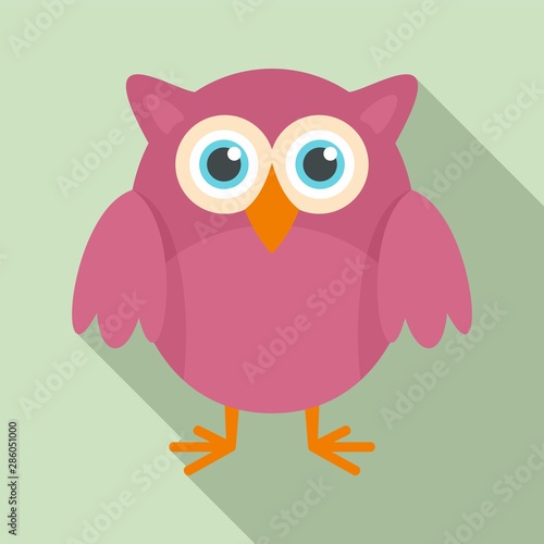 Big eyes owl icon. Flat illustration of big eyes owl vector icon for web design