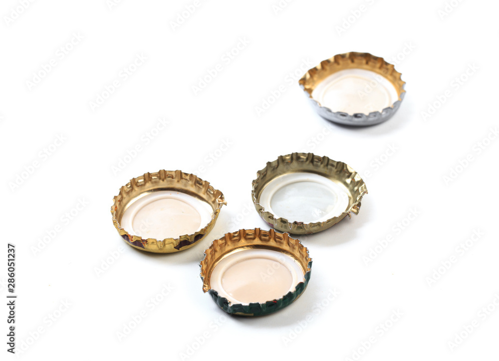 bottle caps on white background isolated - Image bottle caps on white background isolated - Image