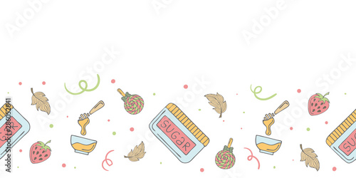 Banner template with doodle depilatory elements.