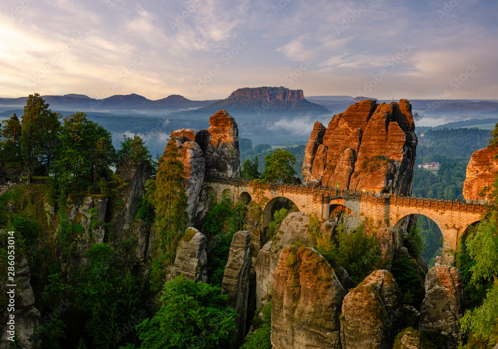 Fototapeta premium The Bastei bridge, Saxon Switzerland National Park, Germany