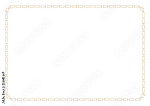 Vector rectangular frame made of intertwined ropes over white background