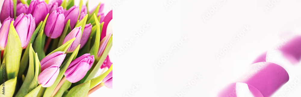 Bouquet of beautiful pink tulips