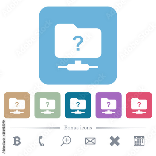 Unknown FTP flat icons on color rounded square backgrounds