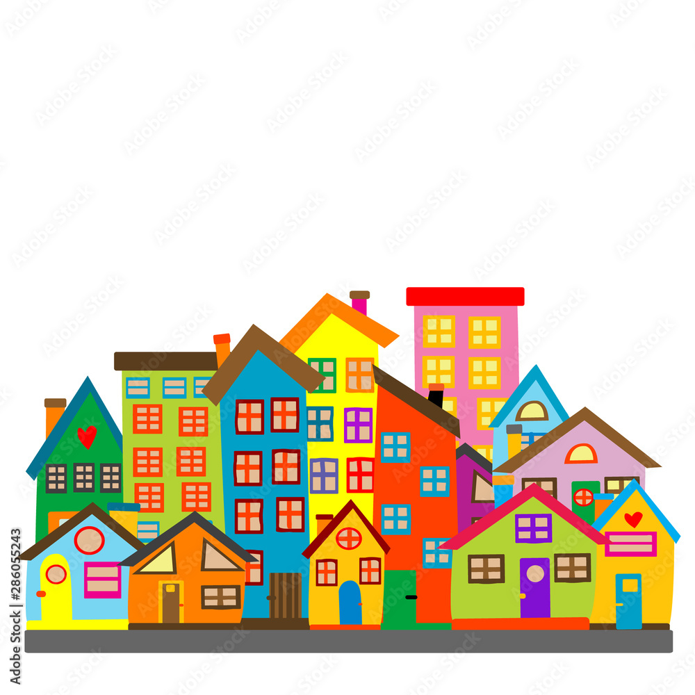Cartoon colored houses Cartoon colored houses
