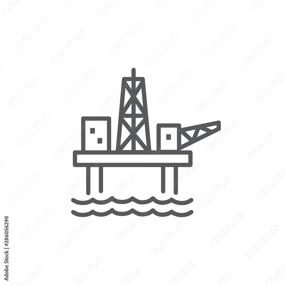Oil Platform Line Icon on white background