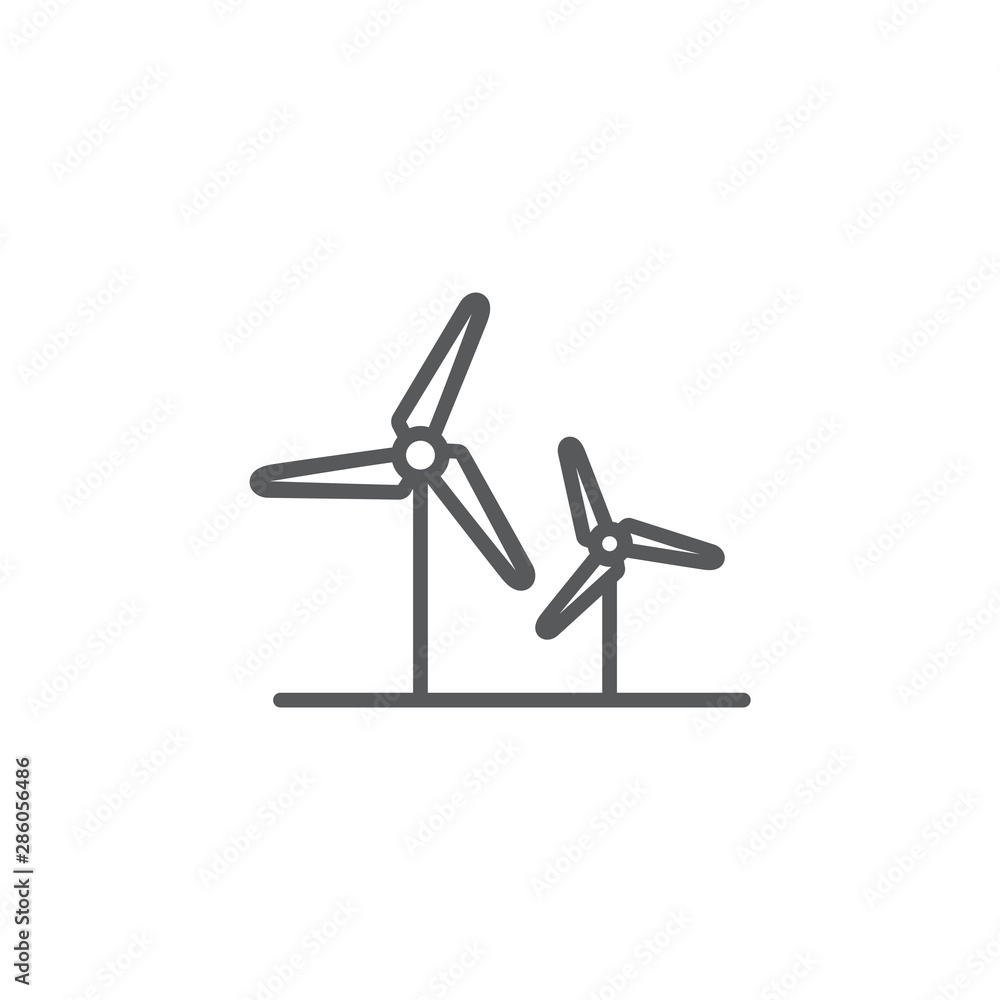 Naklejka premium Wind turbine line icon on white background