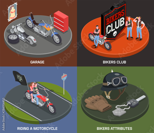Bikers Isometric 2x2 Design Concept