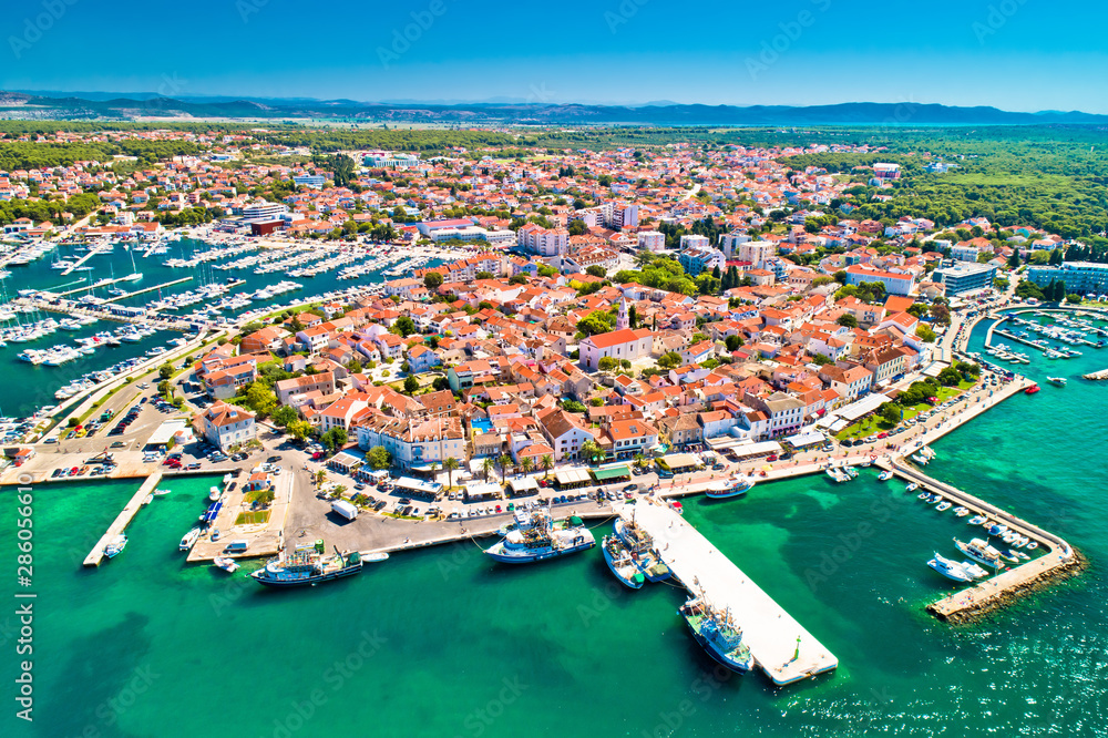 Biograd na Moru historic coastal town aerial view