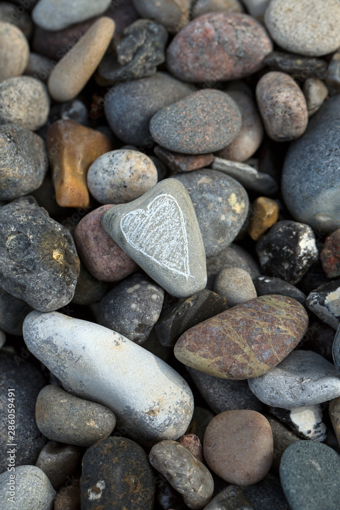 Pebbles And One With Scribbled Heart Pebbles And One With Scribbled Heart