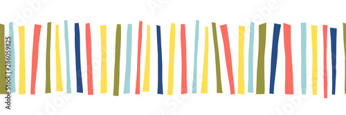 Seamless border doodle stripes. Vector pattern abstract illustration. Ribbon trim. Colorful repeating lines, use for kids fabric, cards, birthday invites, children decor, banner photo